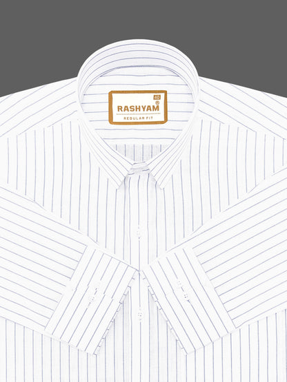 Premium Giza Cotton Navy Line On White Formal Shirt For Men