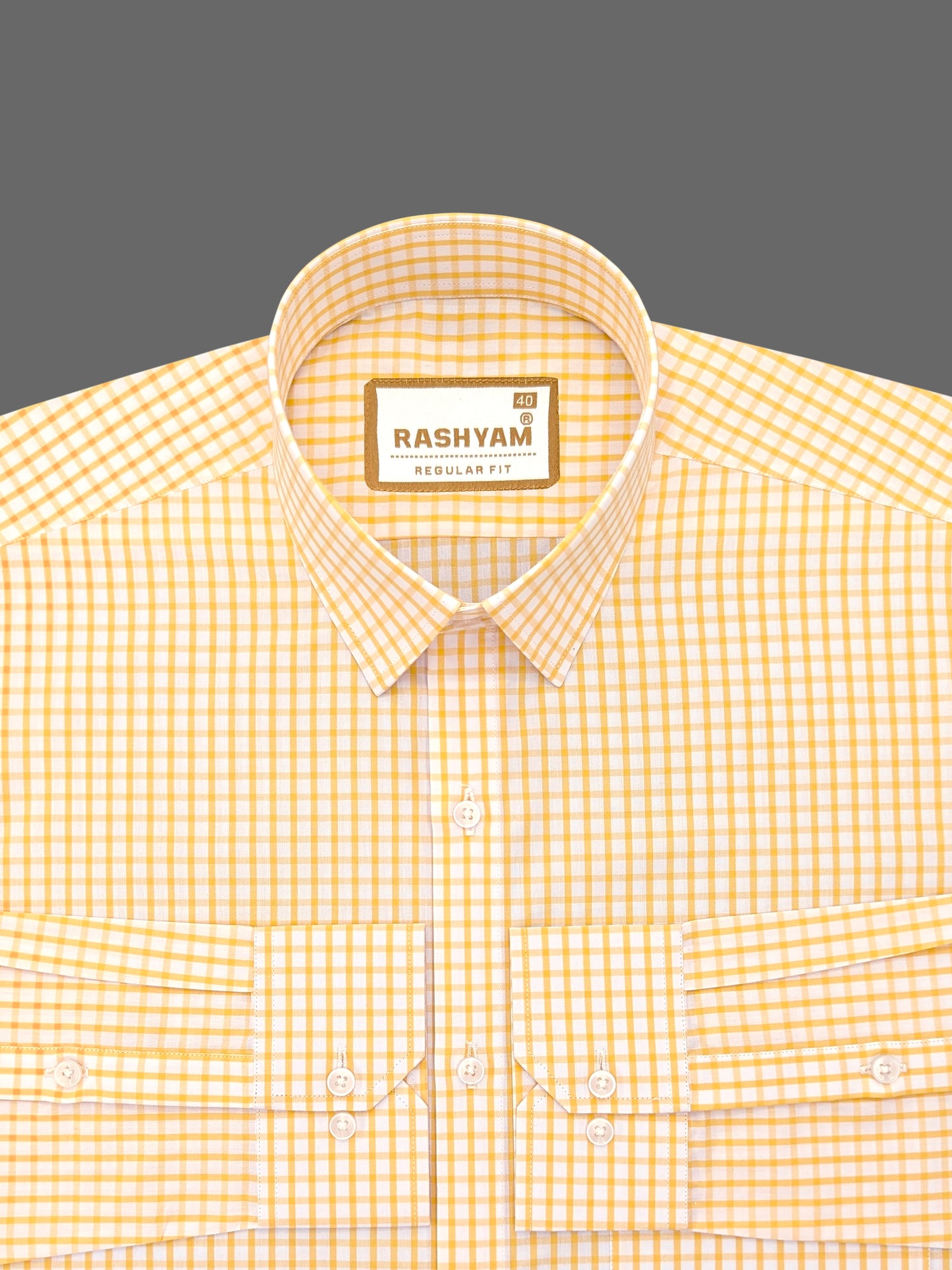 Rashyam Premium Yellow Checks Formal Giza Cotton Shirt