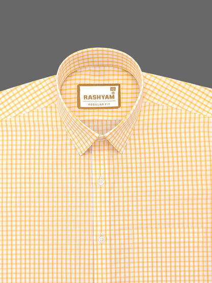 Rashyam Premium Yellow Checks Formal Giza Cotton Shirt