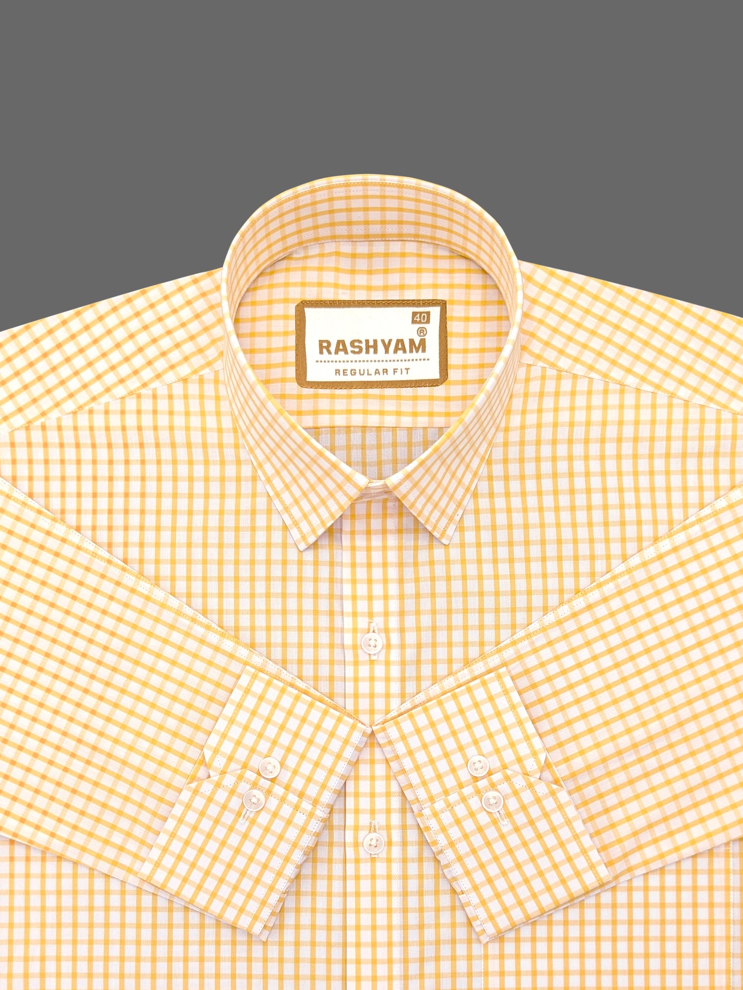 Rashyam Premium Yellow Checks Formal Giza Cotton Shirt