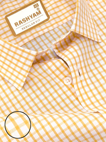 Rashyam Premium Yellow Checks Formal Giza Cotton Shirt