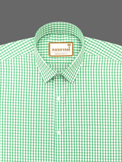 Rashyam Premium Aquamarine Checks Formal Giza Cotton Shirt