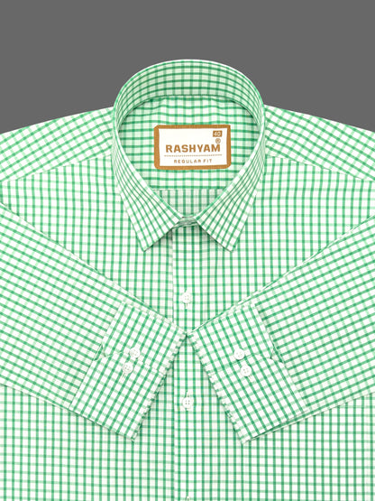 Rashyam Premium Aquamarine Checks Formal Giza Cotton Shirt