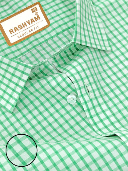 Rashyam Premium Aquamarine Checks Formal Giza Cotton Shirt