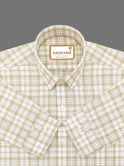 Luxurious Italian Linen Cotton Brown Multi Checks Formal Shirt