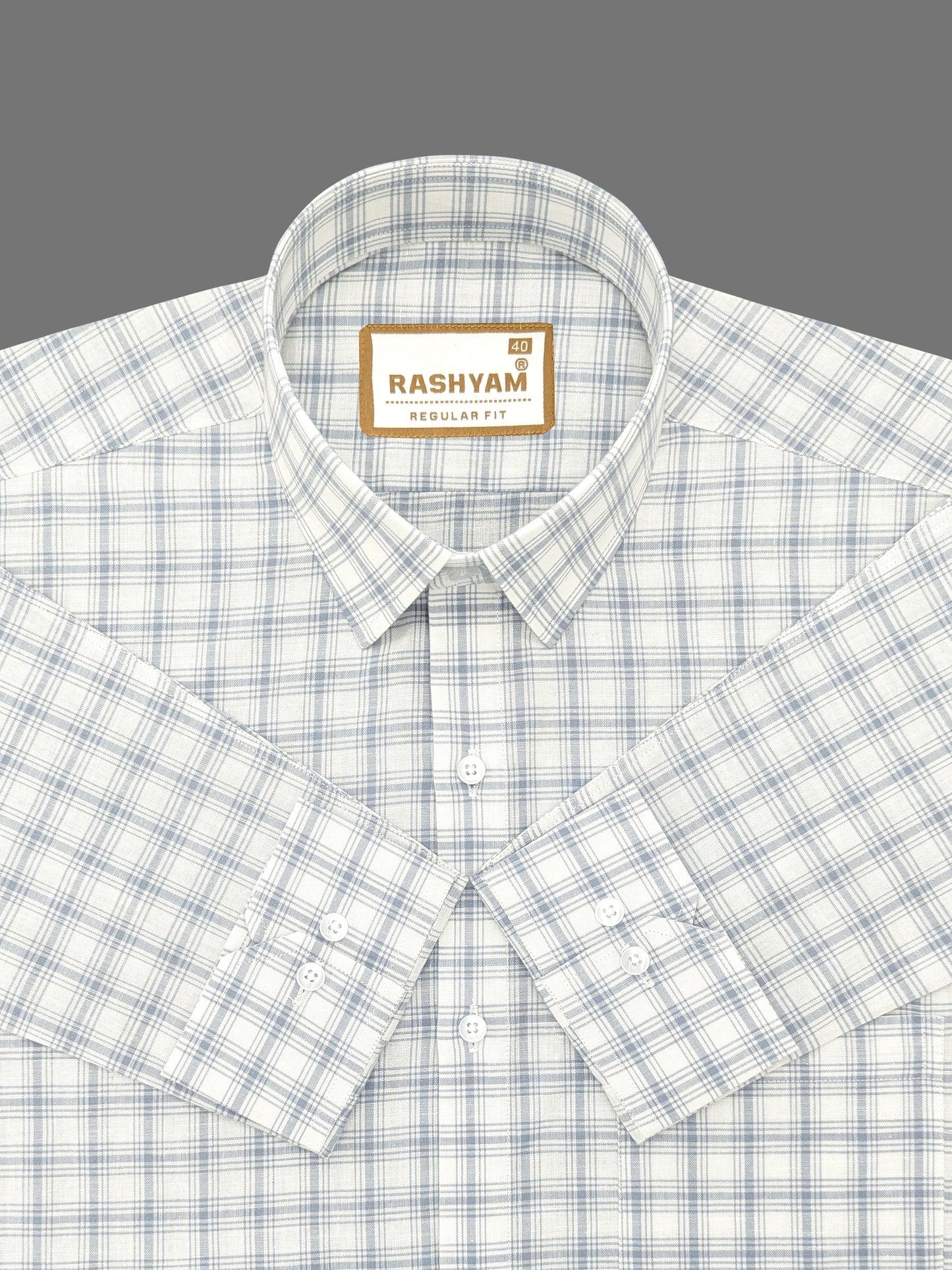 Luxurious Italian Linen Cotton White With Blue Checks Formal Shirt for men