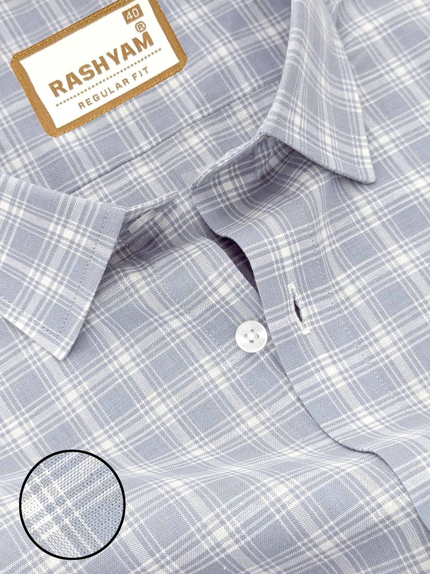 Premium Linen Cotton French Grey With White Checks Formal Shirt For Men