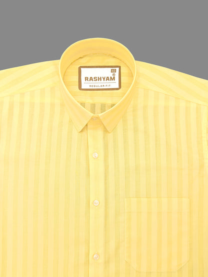 Spello Yellow Line Premium Cotton Formal Shirt For Men