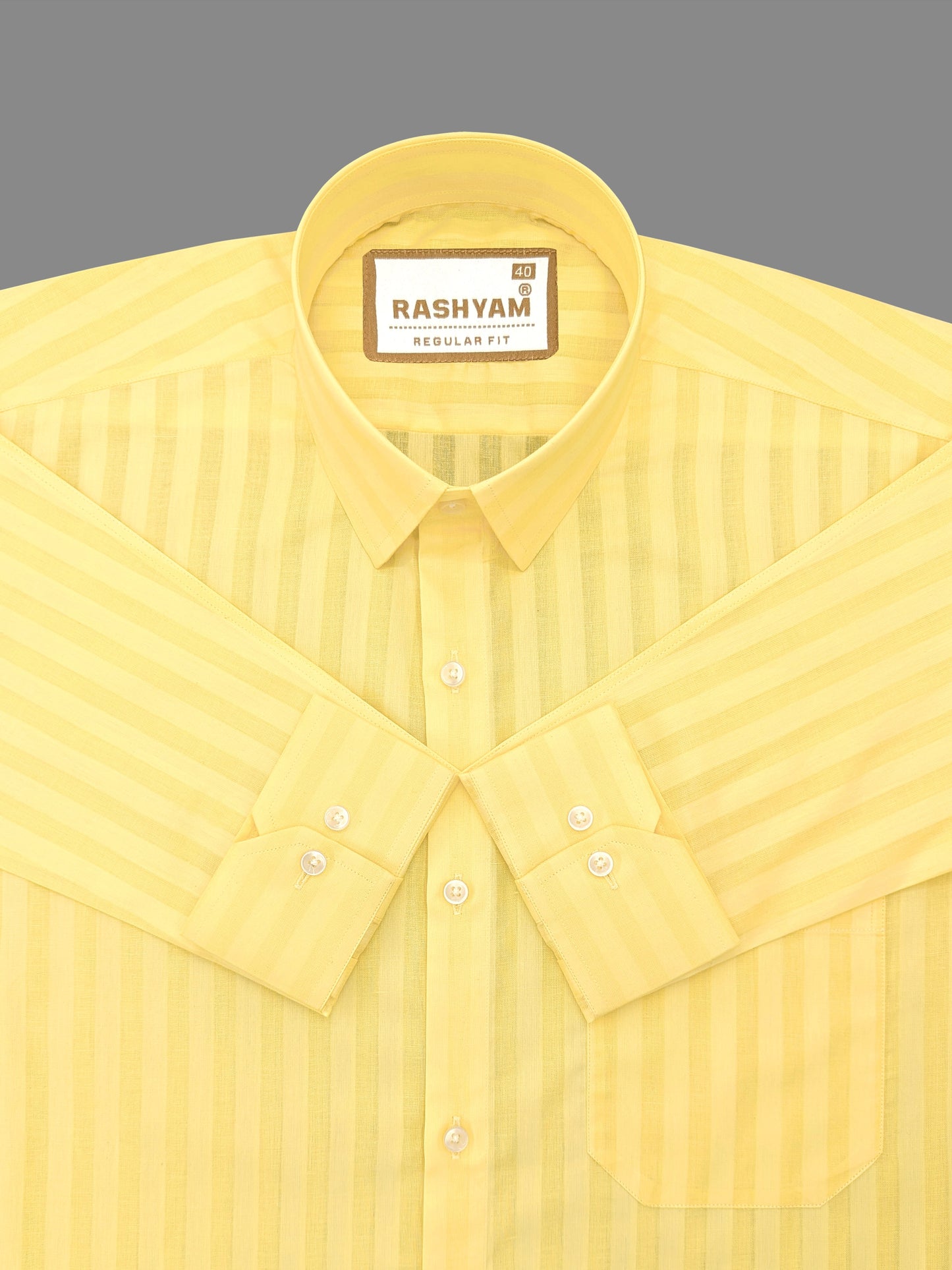 Spello Yellow Line Premium Cotton Formal Shirt For Men