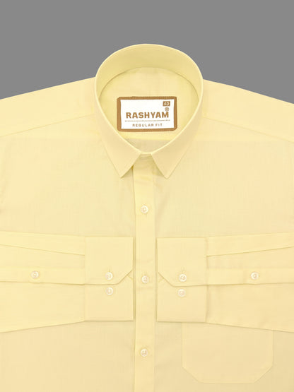 Hampton Lemon Yellow Stripe Premium Cotton Men's Formal Shirt