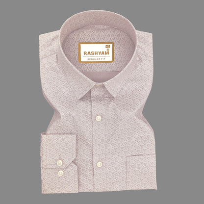 Armani Premium Cotton Rosy Pink With White Printed Shirt For Men