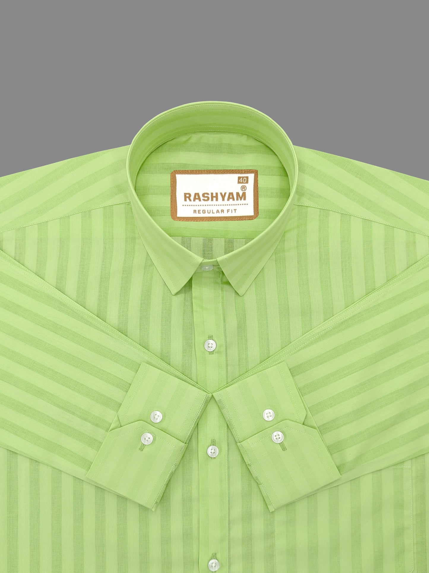 Spello Turtle Green Line Premium Cotton Formal Shirt For Men