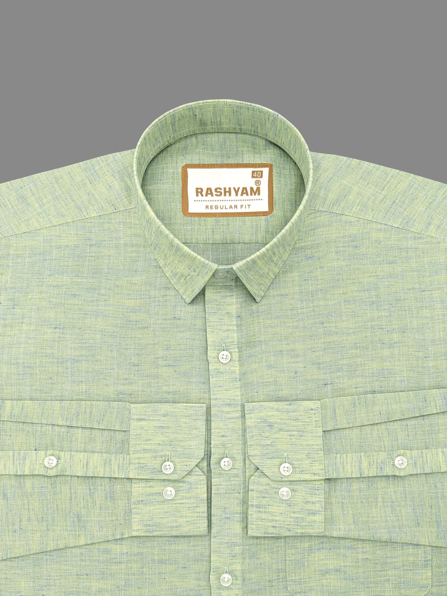 Premium Linen Cotton  Vibrant Green With Blue Thread Shirt For Men