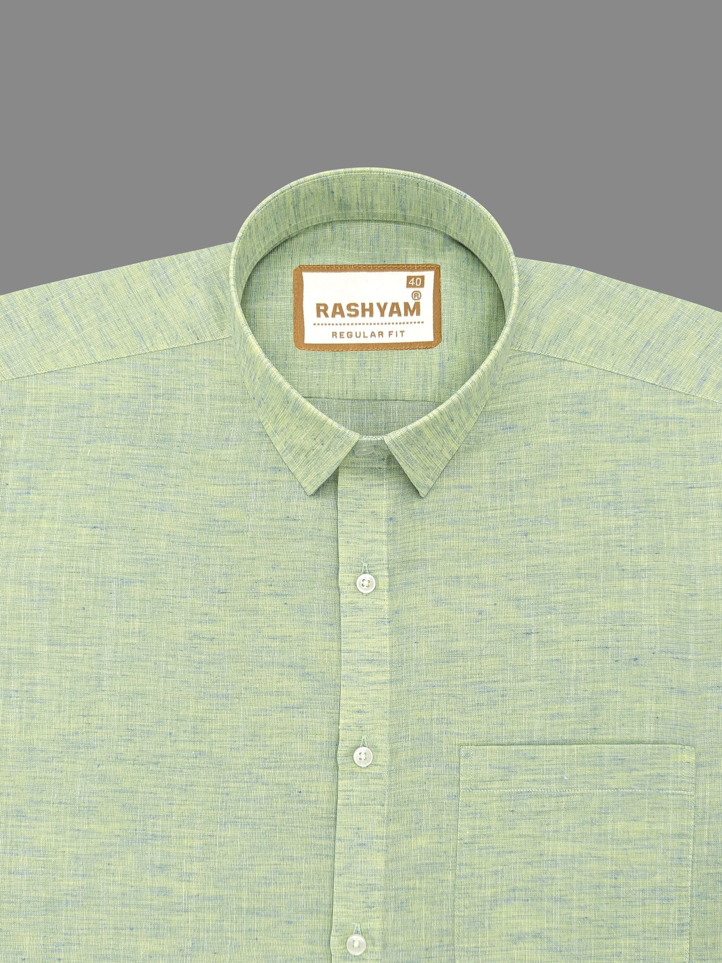 Premium Linen Cotton  Vibrant Green With Blue Thread Shirt For Men