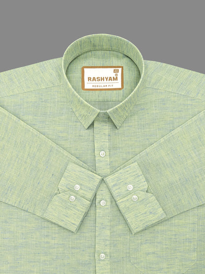 Premium Linen Cotton  Vibrant Green With Blue Thread Shirt For Men