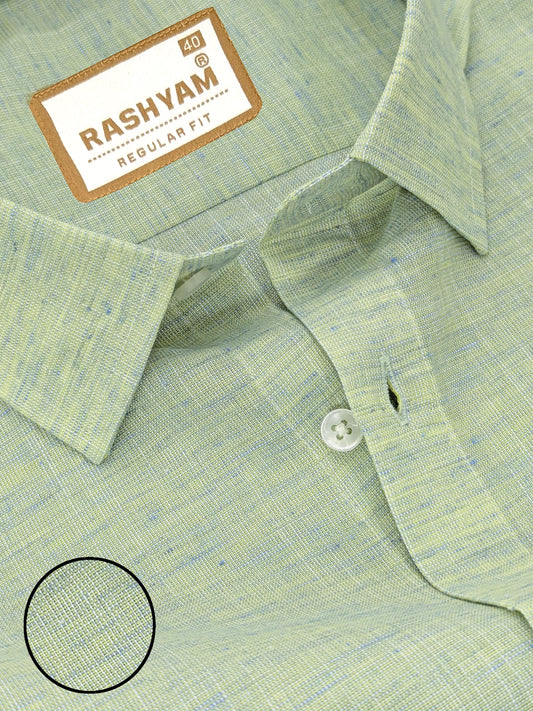 Premium Linen Cotton  Vibrant Green With Blue Thread Shirt For Men