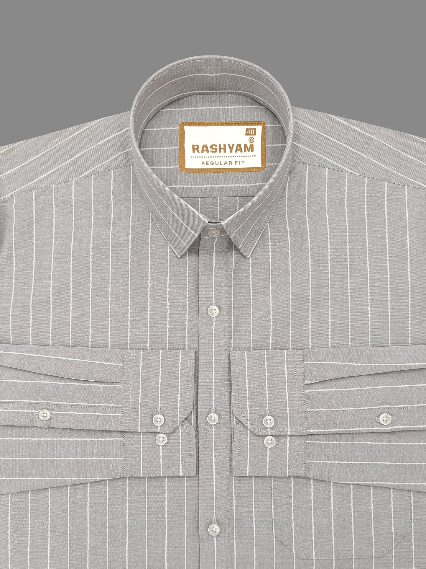 Zodiac White Stripe On Grey Luxury Oxford Cotton Formal Shirt For Men