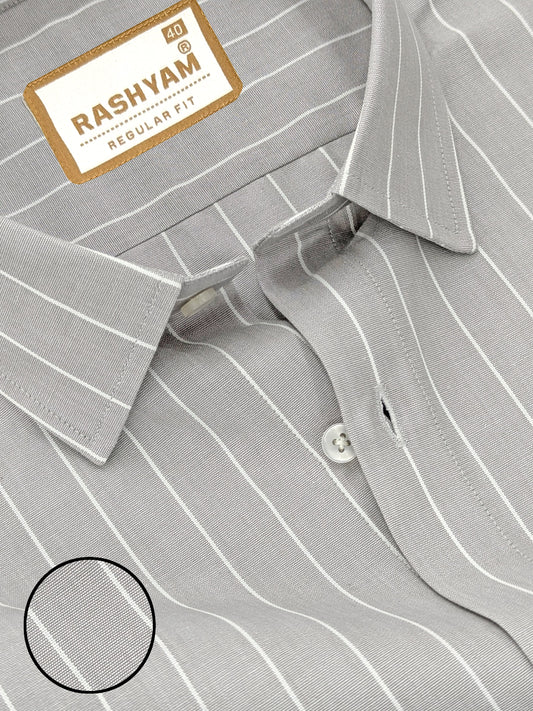 Zodiac White Stripe On Grey Luxury Oxford Cotton Formal Shirt For Men