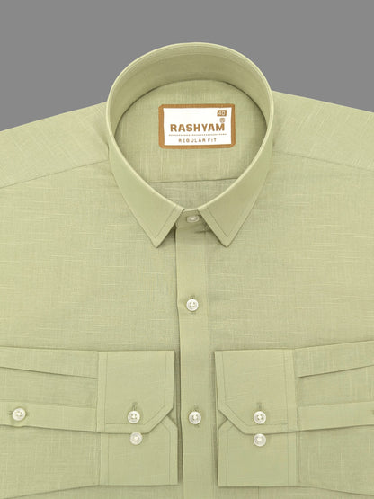 Leaf Green Luxurious Italian Linen Formal Shirt