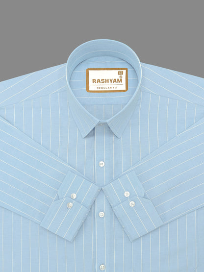 Zodiac White Stripe On Skyblue Luxury Oxford Cotton Formal Shirt For Men