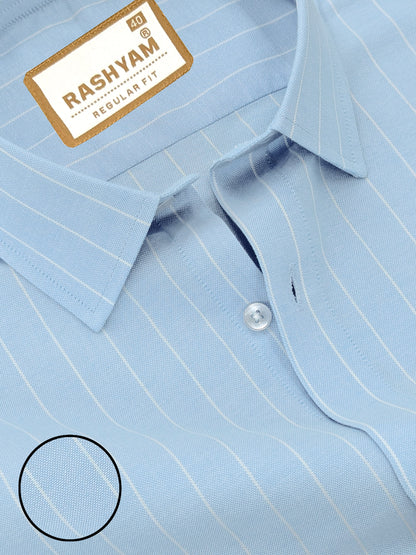 Zodiac White Stripe On Skyblue Luxury Oxford Cotton Formal Shirt For Men