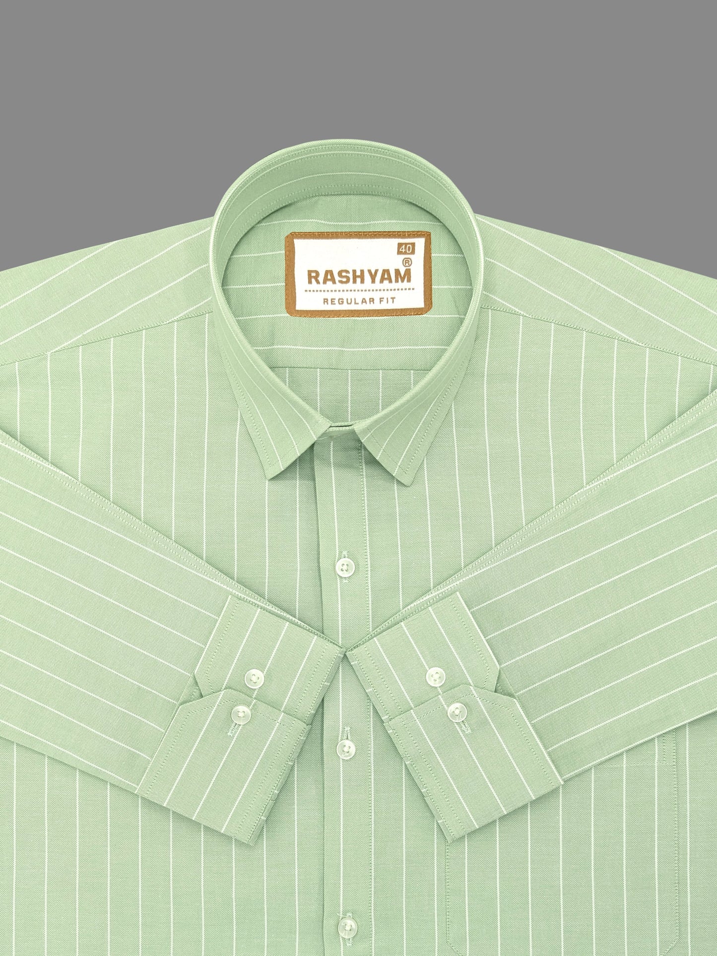 Zodiac White Stripe On Finch Green Luxury Oxford Cotton Formal Shirt For Men