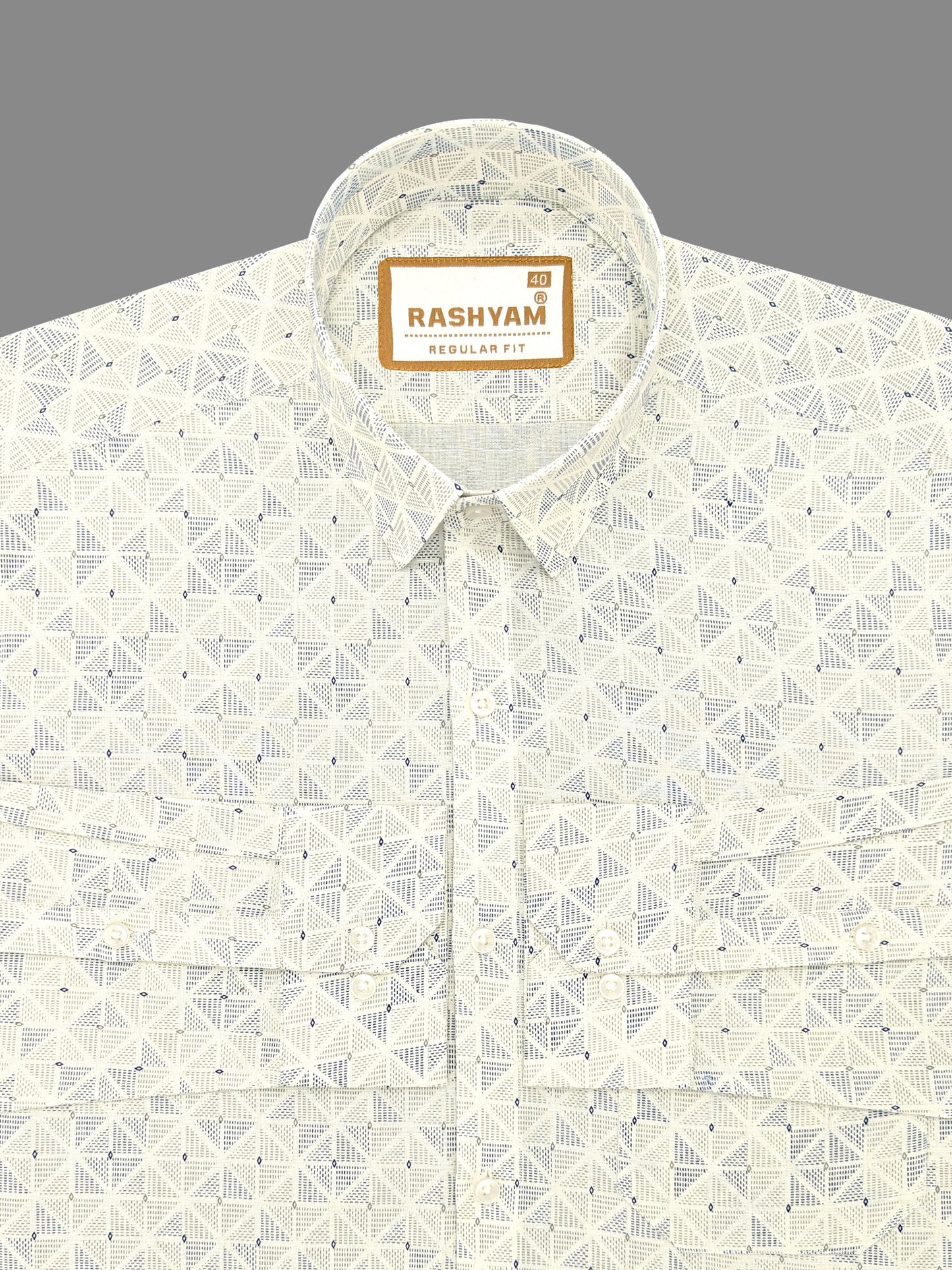 Arezzo Italian Premium Linen Prism Texture Print on Cream Shirt For Men