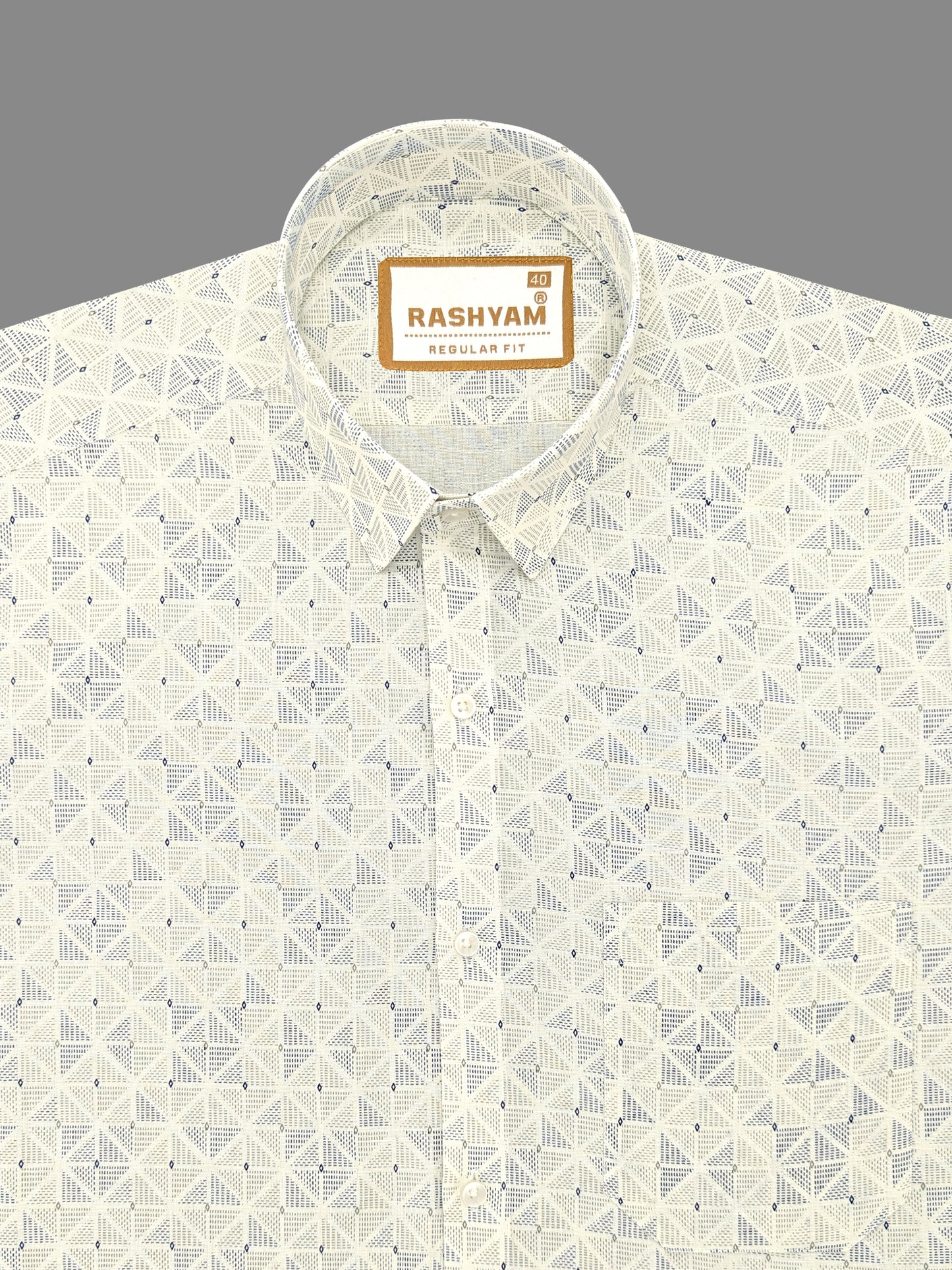 Arezzo Italian Premium Linen Prism Texture Print on Cream Shirt For Men