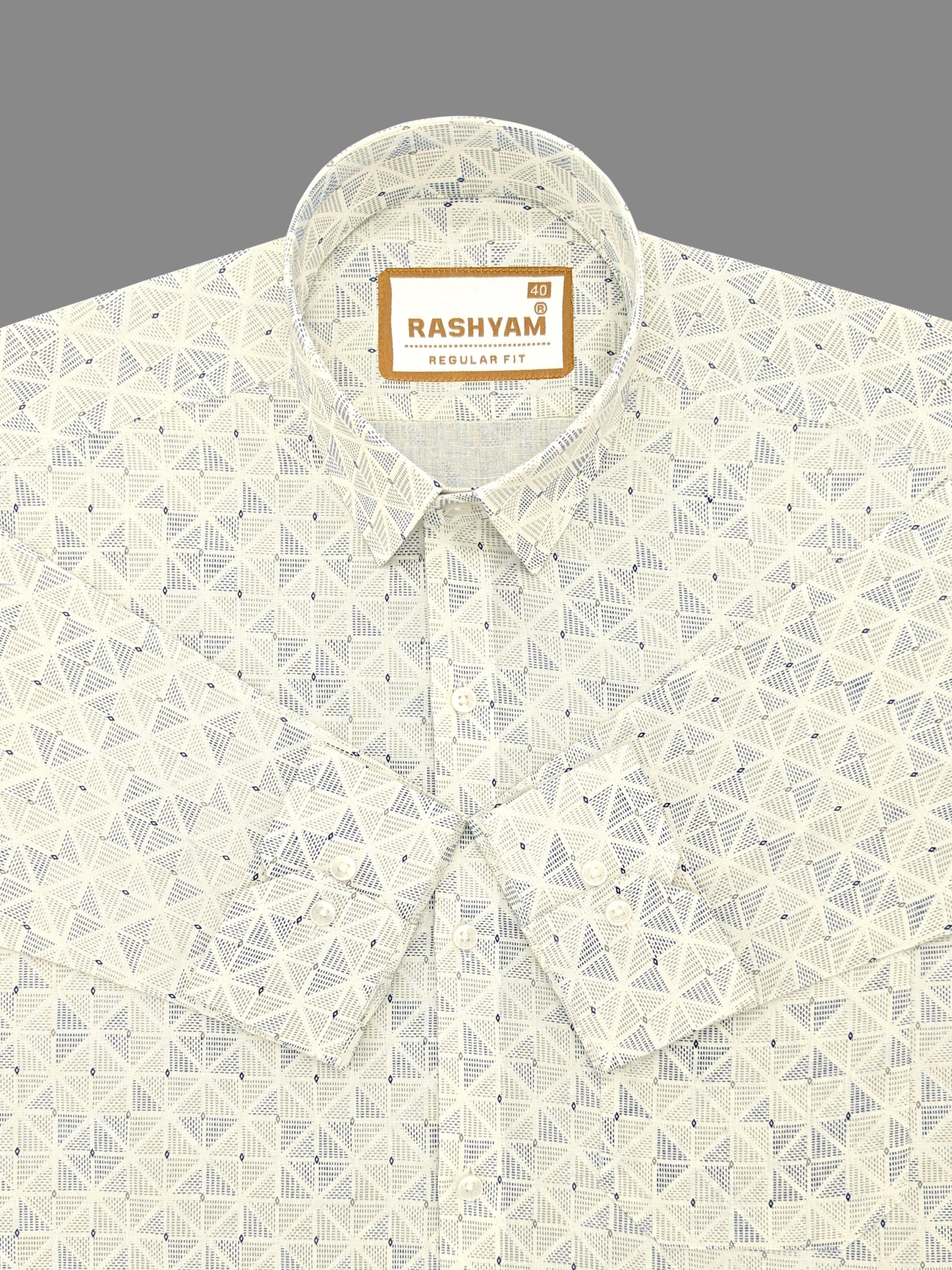 Arezzo Italian Premium Linen Prism Texture Print on Cream Shirt For Men