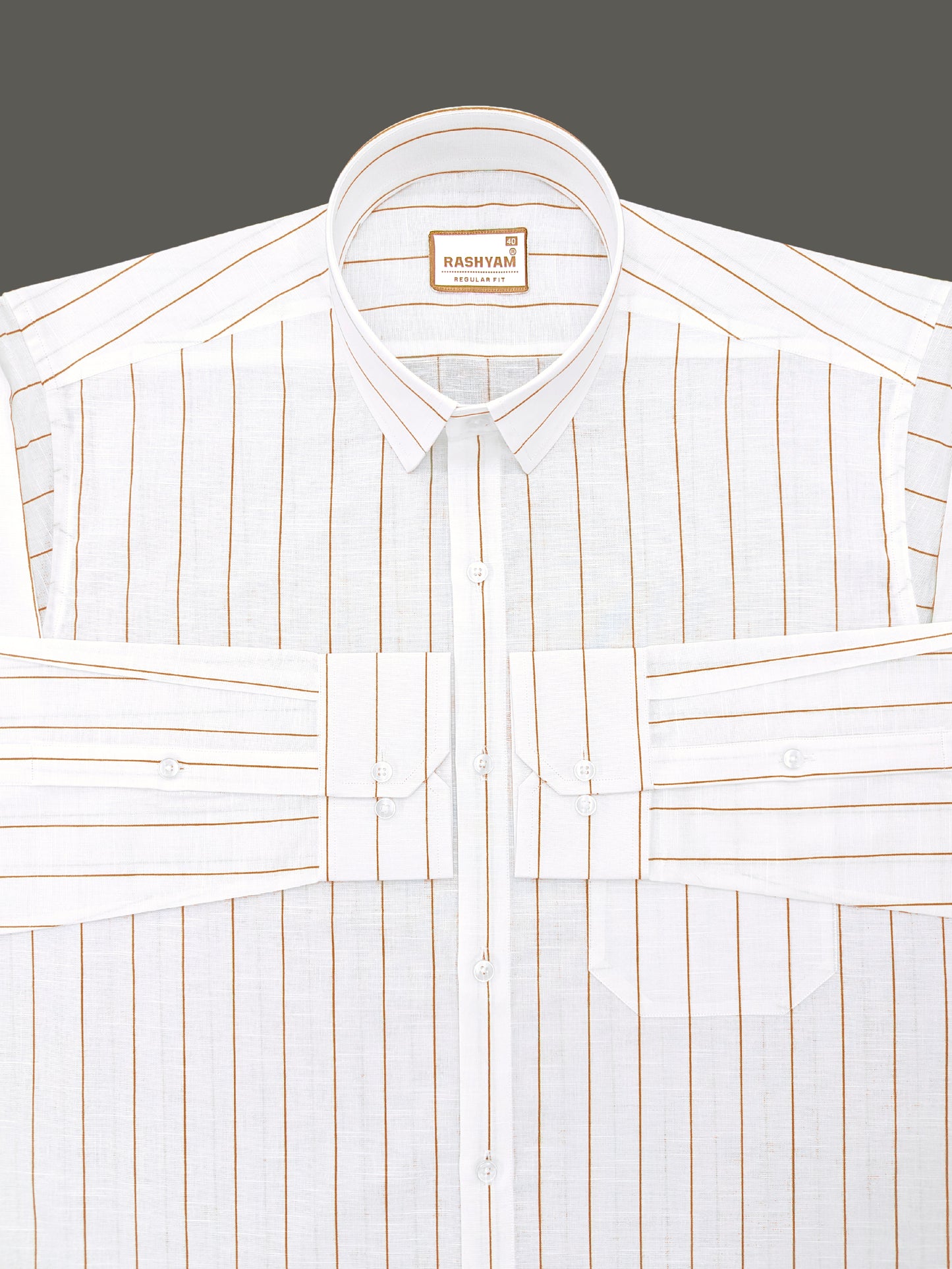 Arezzo Italian Premium Linen Amber Brown Line Formal Shirt For Men