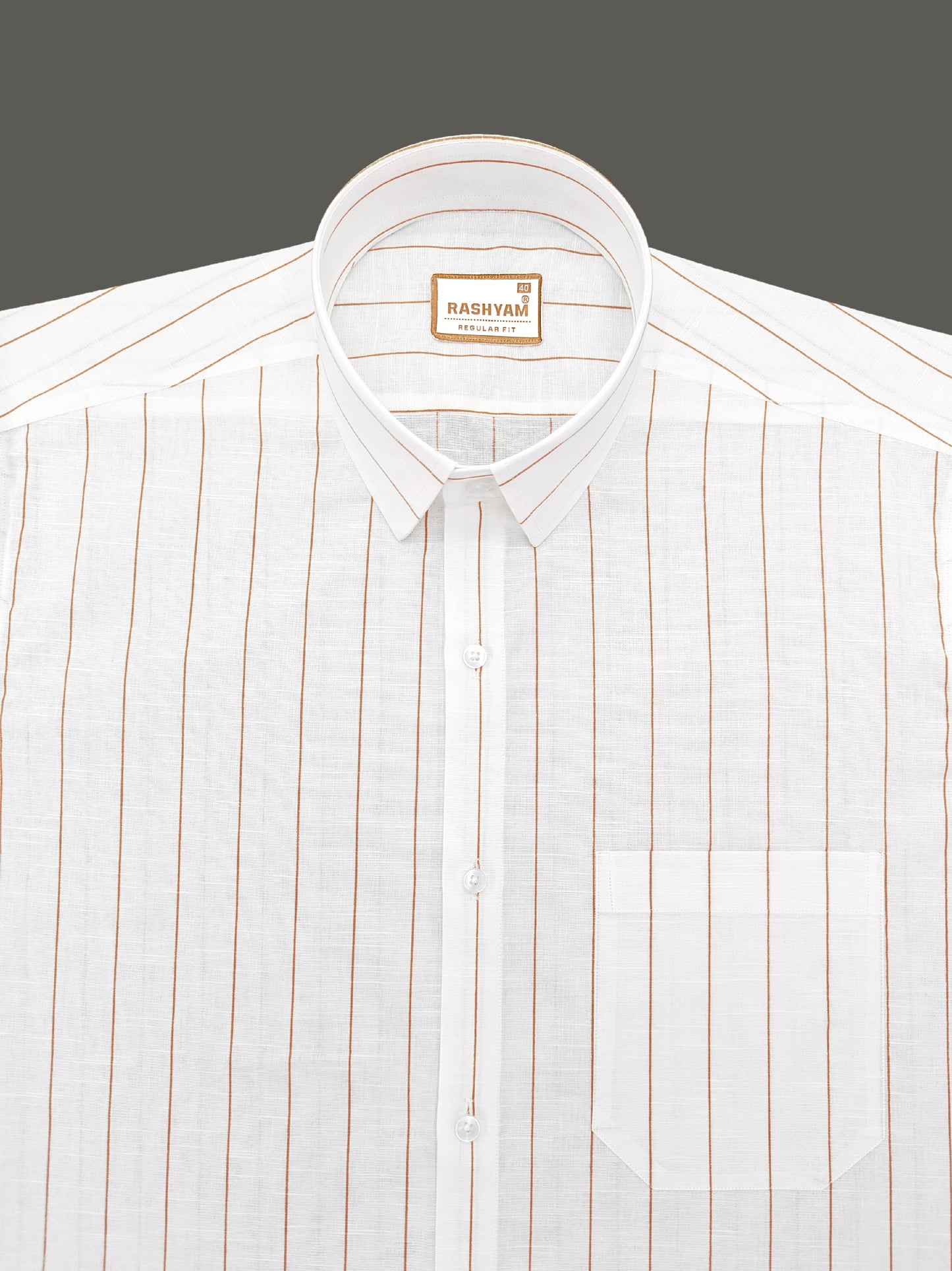 Arezzo Italian Premium Linen Amber Brown Line Formal Shirt For Men