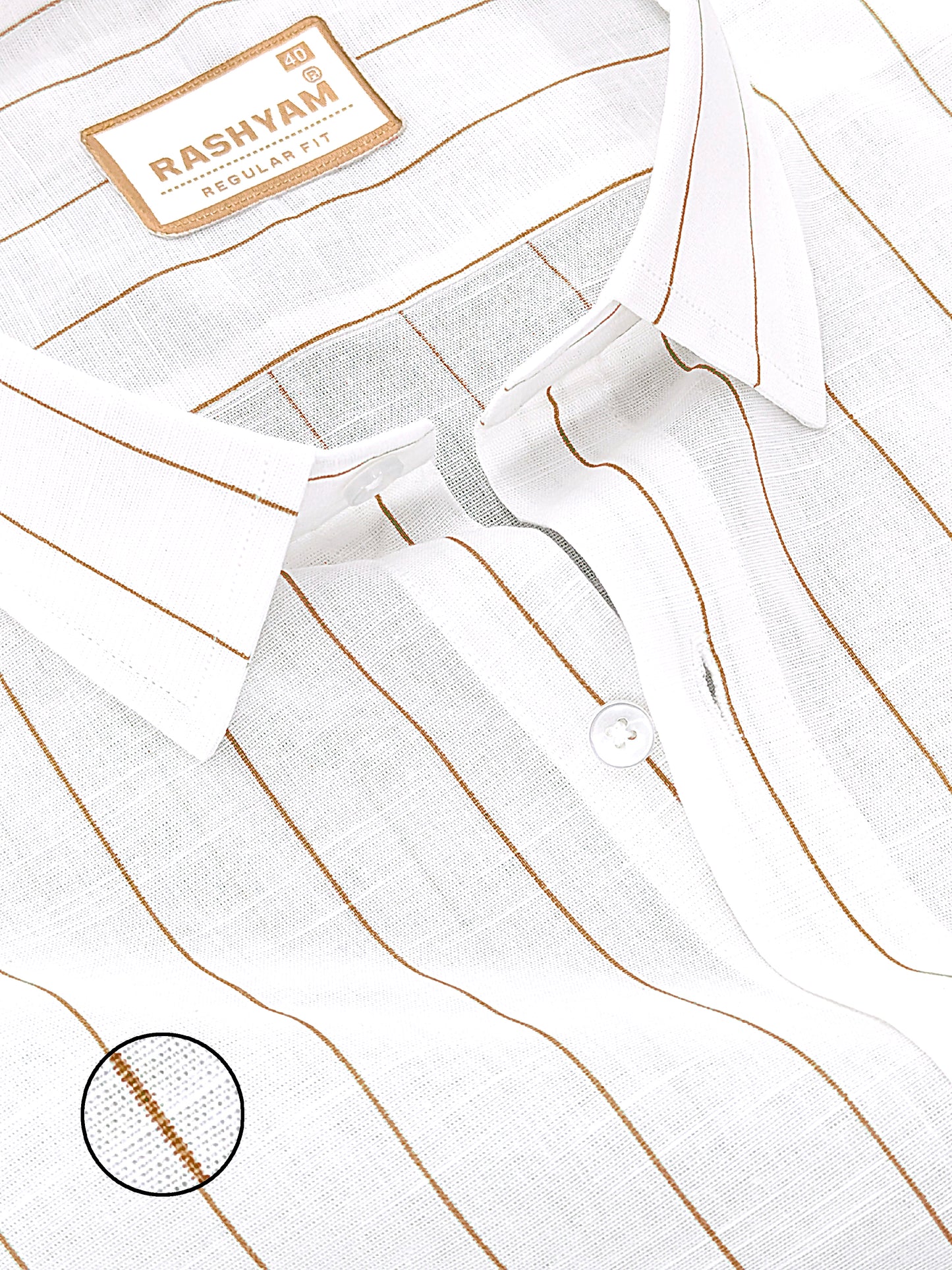 Arezzo Italian Premium Linen Amber Brown Line Formal Shirt For Men