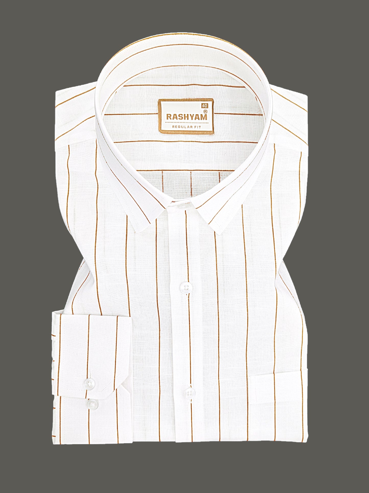 Arezzo Italian Premium Linen Amber Brown Line Formal Shirt For Men