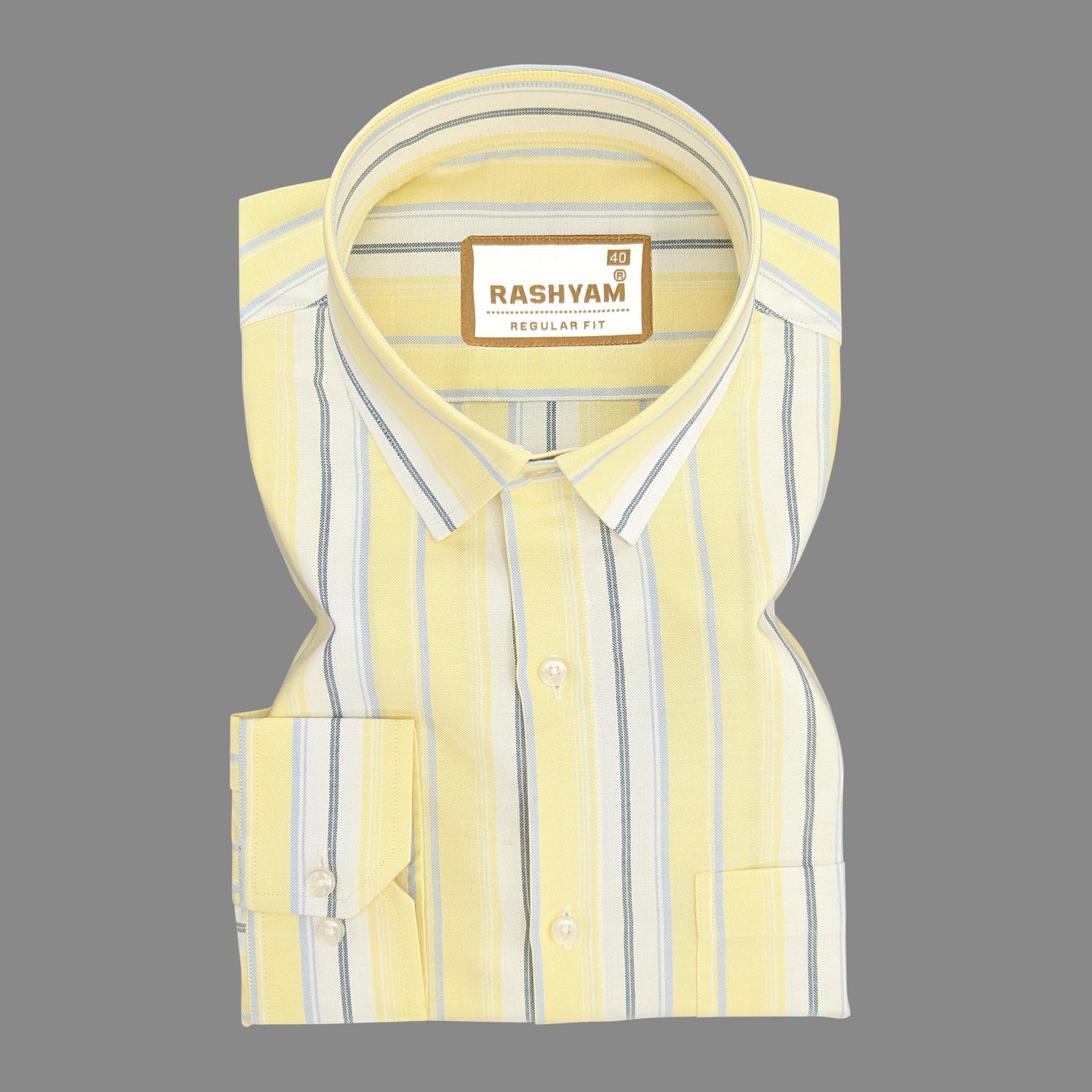 Zodiac Luxury Sky Blue And Black Line On Lemon Yellow Oxford Cotton Formal Shirt For Men