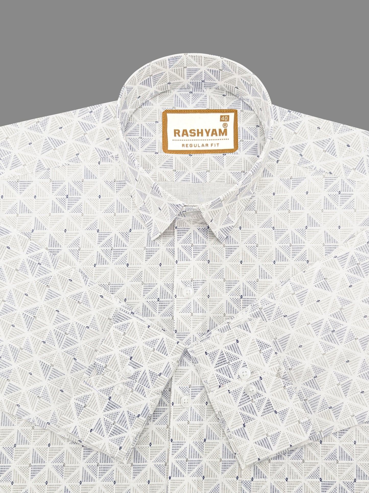 Arezzo Italian Premium Linen Prism Texture Print On White Shirt For Men