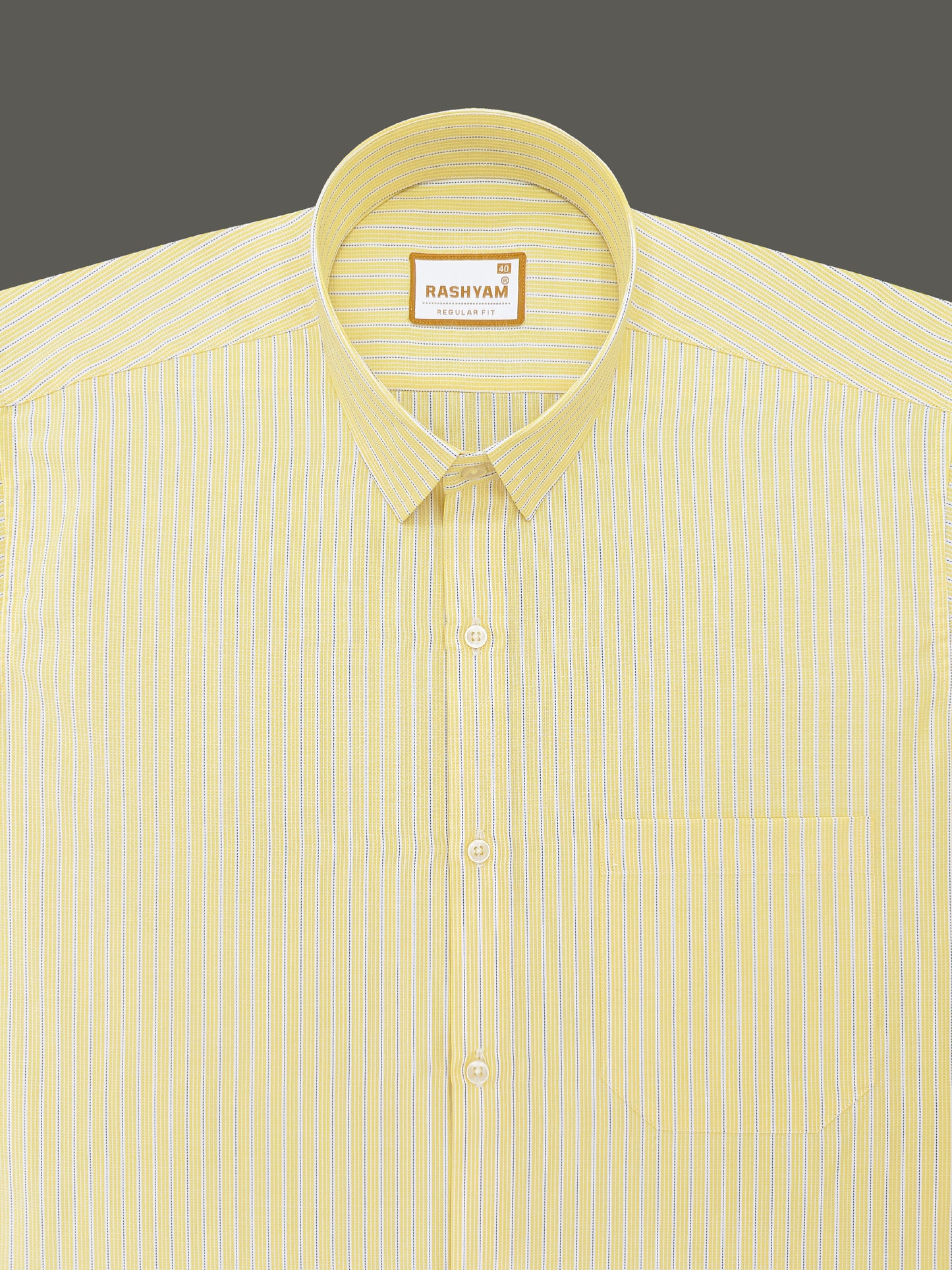 Faenza Premium Cotton Blue Dotted Line On Yellow Formal Shirt For men