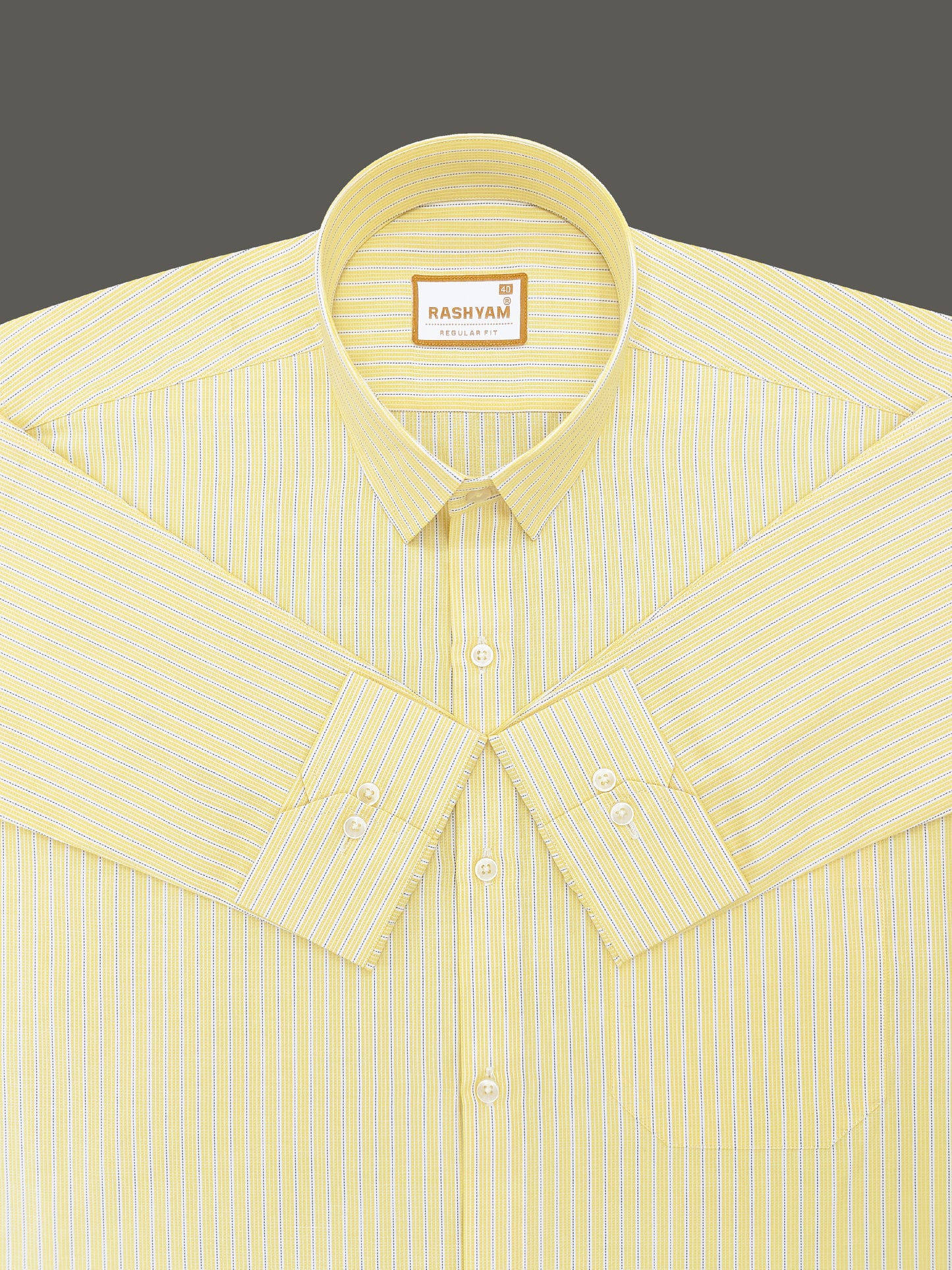 Faenza Premium Cotton Blue Dotted Line On Yellow Formal Shirt For men