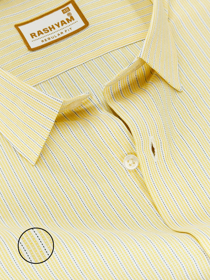 Faenza Premium Cotton Blue Dotted Line On Yellow Formal Shirt For men