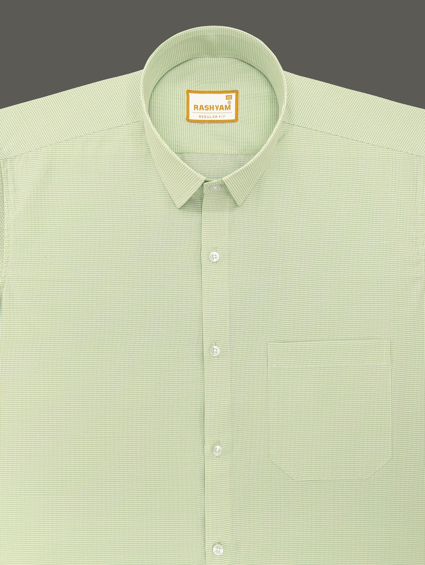 Faenza Premium Cotton Celadon Green Checks Formal Shirt For men