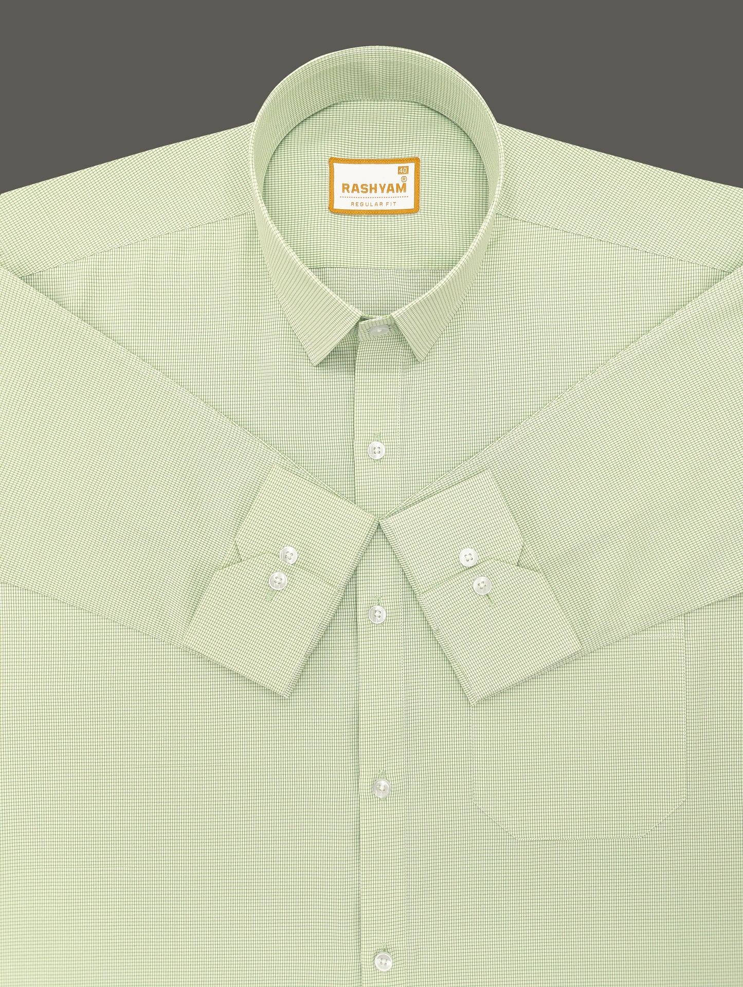 Faenza Premium Cotton Celadon Green Checks Formal Shirt For men