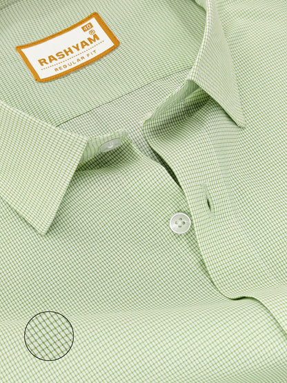 Faenza Premium Cotton Celadon Green Checks Formal Shirt For men