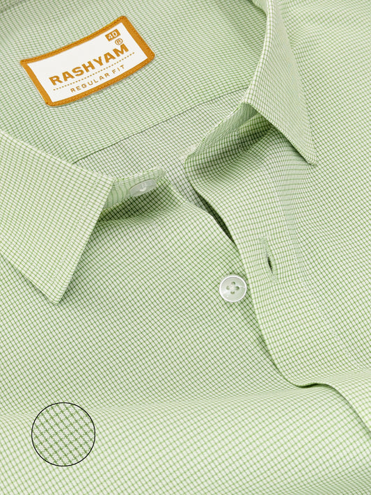 Faenza Premium Cotton Celadon Green Checks Formal Shirt For men