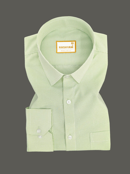 Faenza Premium Cotton Celadon Green Checks Formal Shirt For men