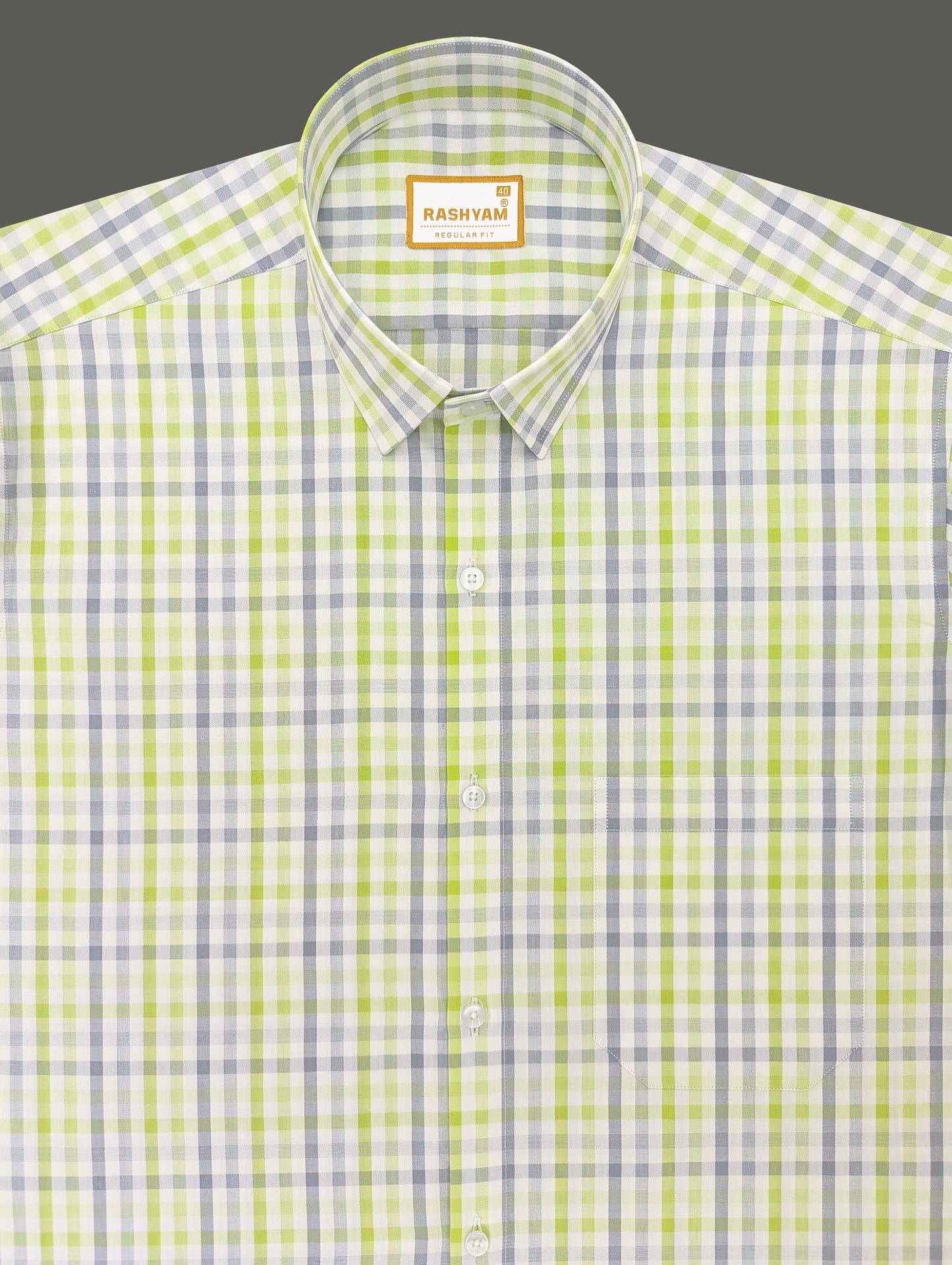 Faenza Premium Cotton Blue And Green Checks Formal Shirt For men