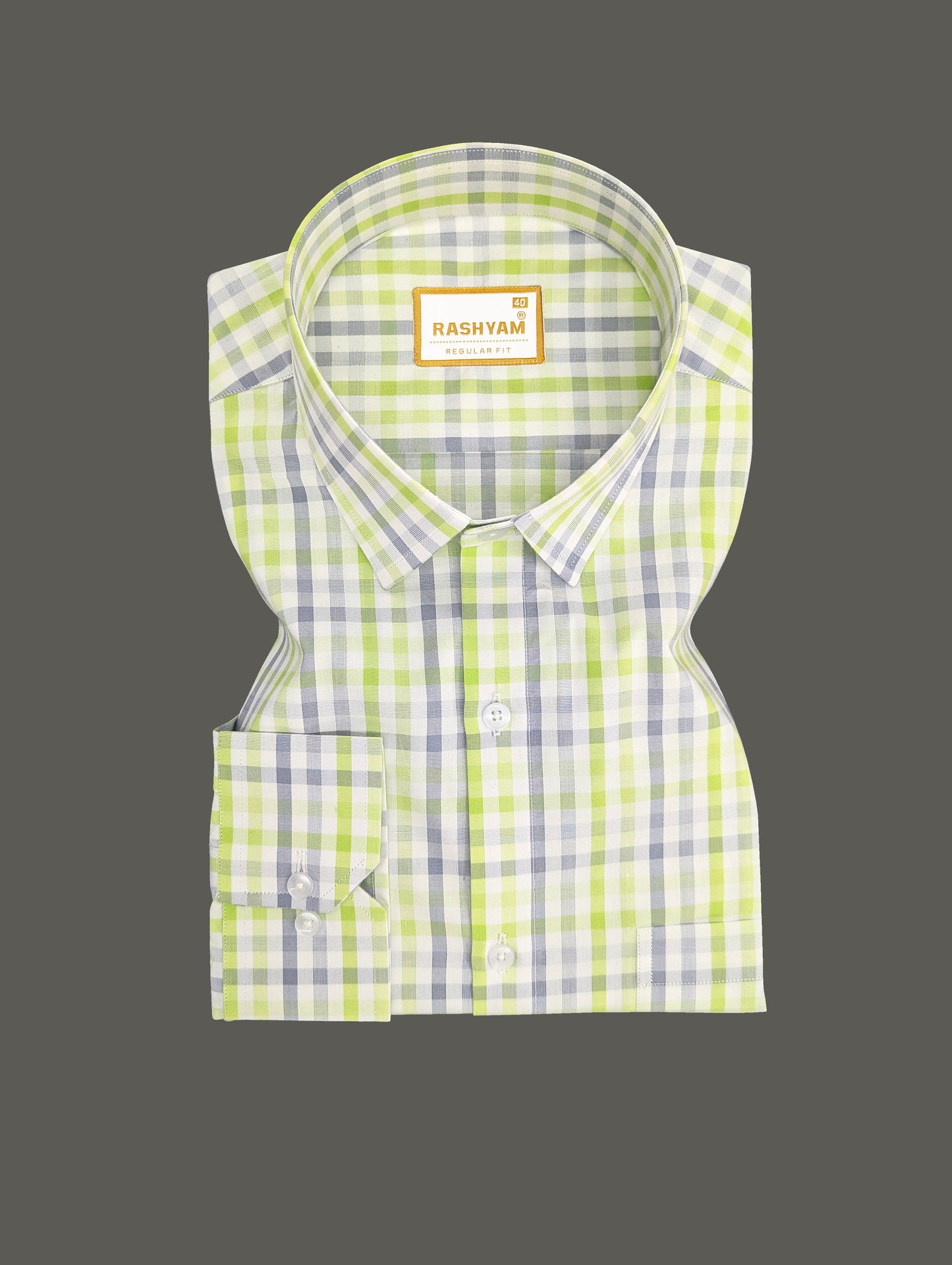 Faenza Premium Cotton Blue And Green Checks Formal Shirt For men