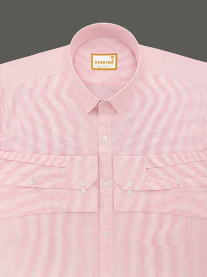 Faenza Premium Cotton Pink Checks Formal Shirt For men