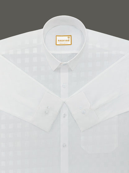 Lanciano Luxury Cotton Designer Box On White Formal Shirt For Men