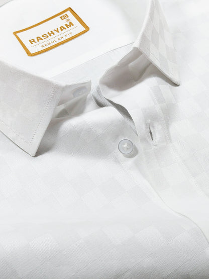 Lanciano Luxury Cotton Designer Box On White Formal Shirt For Men