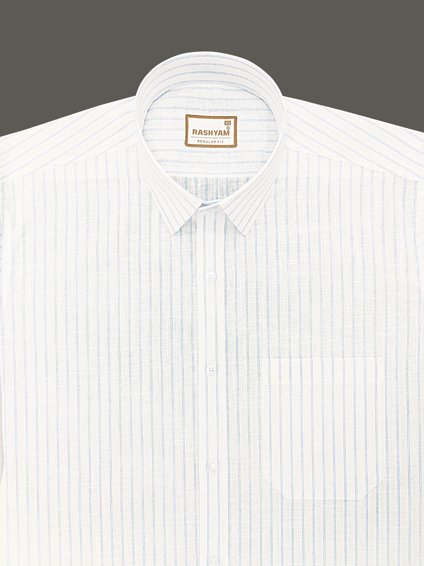 Arezzo Italian Premium Linen Blue Dobble Line On White Formal Shirt For Men