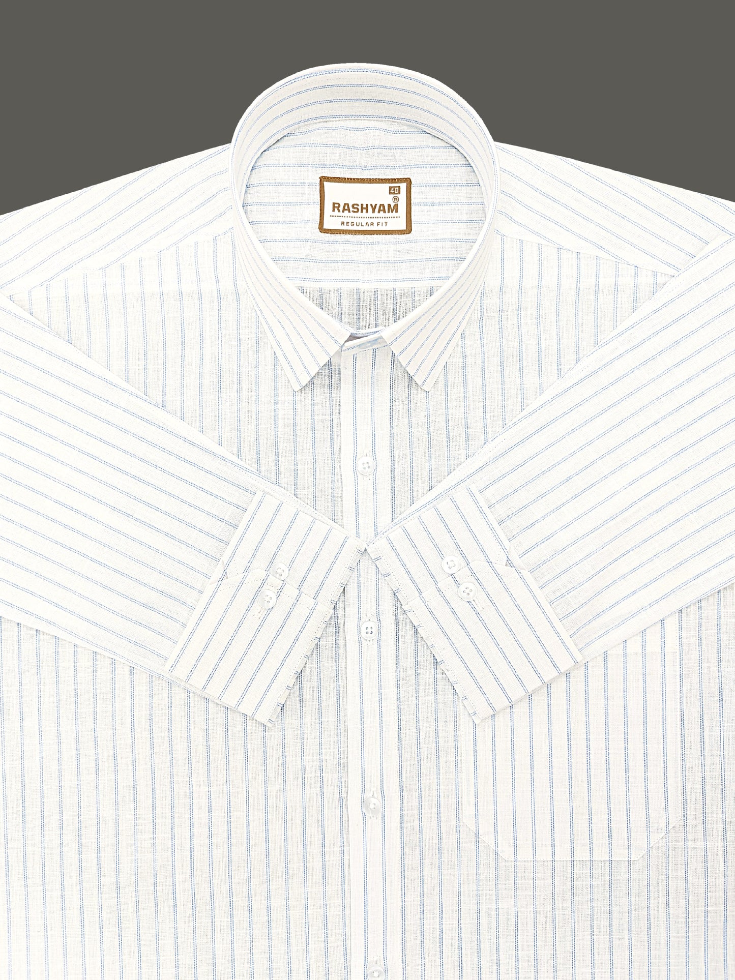 Arezzo Italian Premium Linen Blue Dobble Line On White Formal Shirt For Men